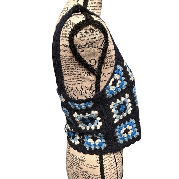 Sincerely Jules Crochet Crop Top Women Sm Boho Granny‎ Squares Cottagecore Fairy - Picture 2 of 10